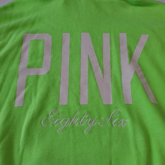 Pink Victoria's Secret Green Pull Over Quarter Zip Oversized Sweatshirt XS - Picture 5 of 12